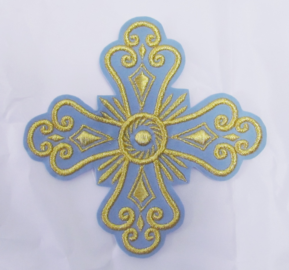 Набор крестов, диаконский, СЕРДЕЧКО, голубой с золотом, 10шт