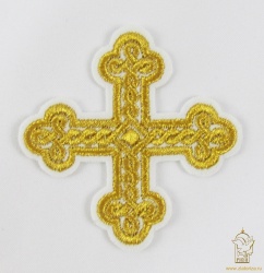 Крест 3 ОКРУГЛАЯ ПЛЕТЕНКА, белый с золотом,8-9 см