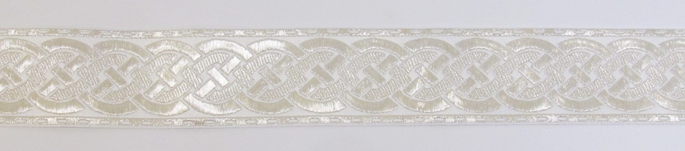 Галун ПЛЕТЕНКА, белый с серебром, шир. 5 см, РА