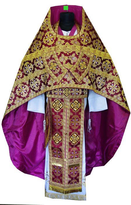 Облачение иерейское, шелк, бордо с золотом.