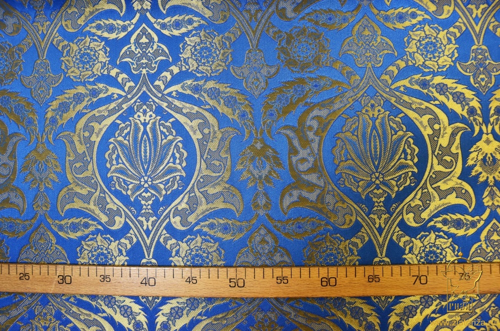 Шелк ВИФАНИЯ, голубой с золотом, шир. 165 см