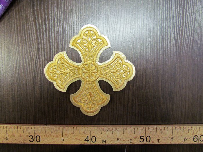 Крест 1 УЗОРНЫЙ лаке золото,14,5 -16 см