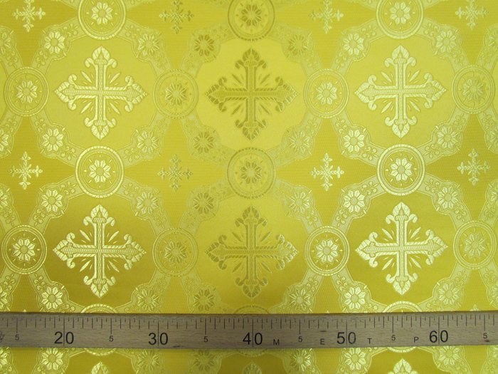 Шелк ГУСЛИЦА, желтая с золотом, шир. 150 см, Рахманово