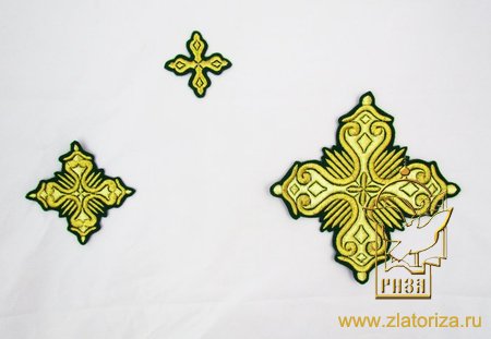 Набор крестов, иерейский, СТАРИННЫЙ зеленый с золотом, 14 шт, арт. 22385