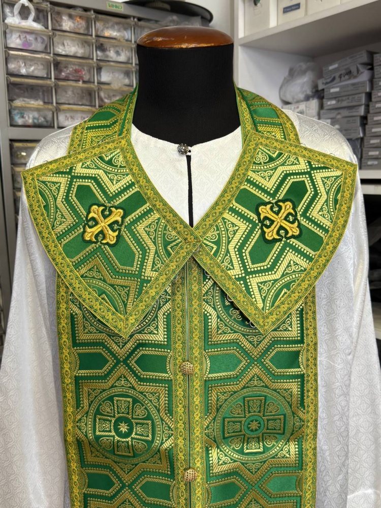 Епитрахиль + поручи, зеленый с золотом, шелк