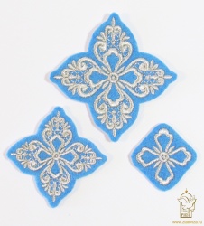 Набор крестов МАРИЯ, требный, голуб. с серебром, 9 шт,