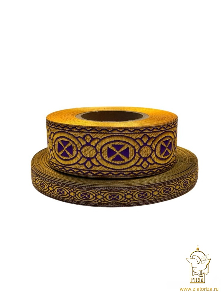 Галун ПАСХА, фиолетовый с золотом, шир. 5 см, РА