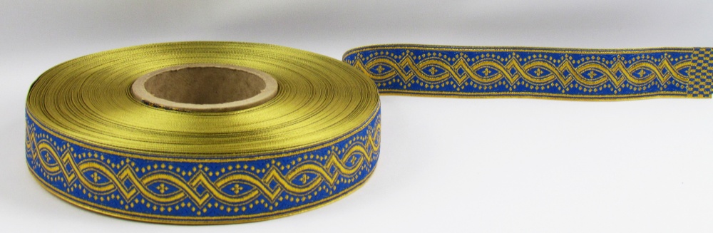 Галун КОСТРОМА, синий с золотом, шир. 4 см, РА