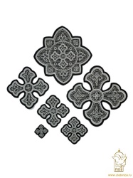 Набор крестов, иерейский, КРУЖЕВНИЦА, черный с серебром, 14 шт