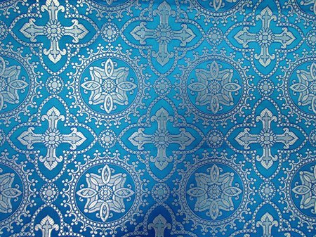Шелк ЯРОПОЛК, голубой с серебром, шир. 150 см, Рахманово