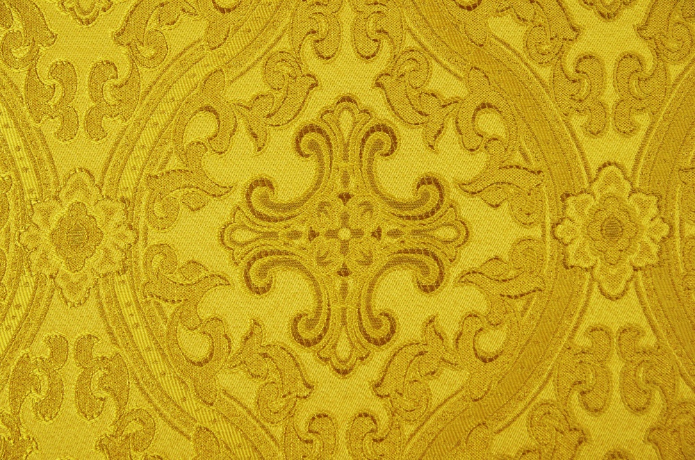 Парча МИТРА, желтая с золотом, шир. 150 см, Рахманово