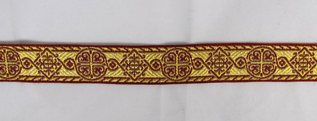 Галун ВИЗАНТИЯ, бордо с золотом, шир. 2,1 см, ФР