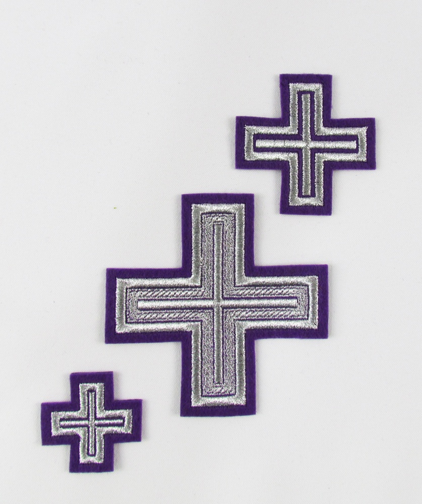 Набор крестов, иерейский, АНДРЕЕВСКИЙ, фиолетовый с серебром, 14 шт