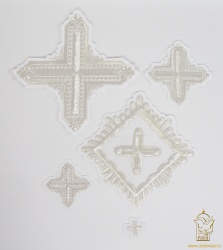 Набор крестов, КВАДРАТ(ПРЯМОЙ КРЕСТ) архиерейский, белый с серебром, 21 шт Набор крестов, КВАДРАТ(ПРЯМОЙ КРЕСТ) архиерейский, белый с серебром, 21 шт