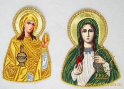 Икона святой равноапостольной Марии Магдалины, выс. 15,5 см, вышитая Икона святой равноапостольной Марии Магдалины, выс. 15,5 см, вышитая