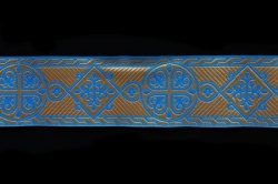 Галун ВИЗАНТИЯ, голубой с золотом, шир. 6 см, ФР