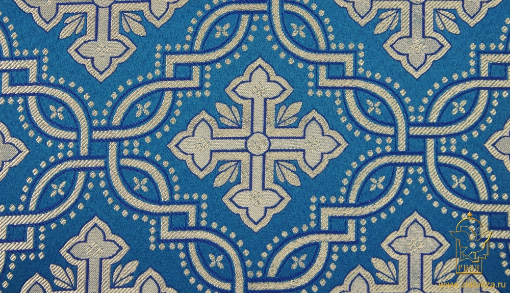 Шелк КОСТРОМА, голубой с серебром, шир. 150 см, Рахманово