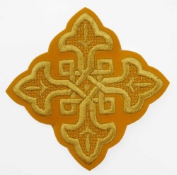 Крест 2 ВЯЗАНЫЙ, желтый с золотом, 10-12 см Крест 2 ВЯЗАНЫЙ, желтый с золотом, 10-12 см