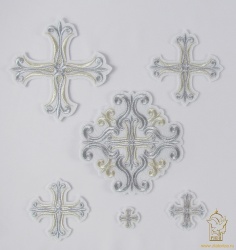 Набор крестов, иерейский, СОФИЯ, белый со светлым и/или темным серебром, 14 шт