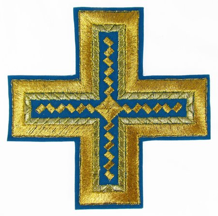 Крест 1 НОВГОРОДСКИЙ КРЕСТ, голубой с золотом,14,5 -16 см