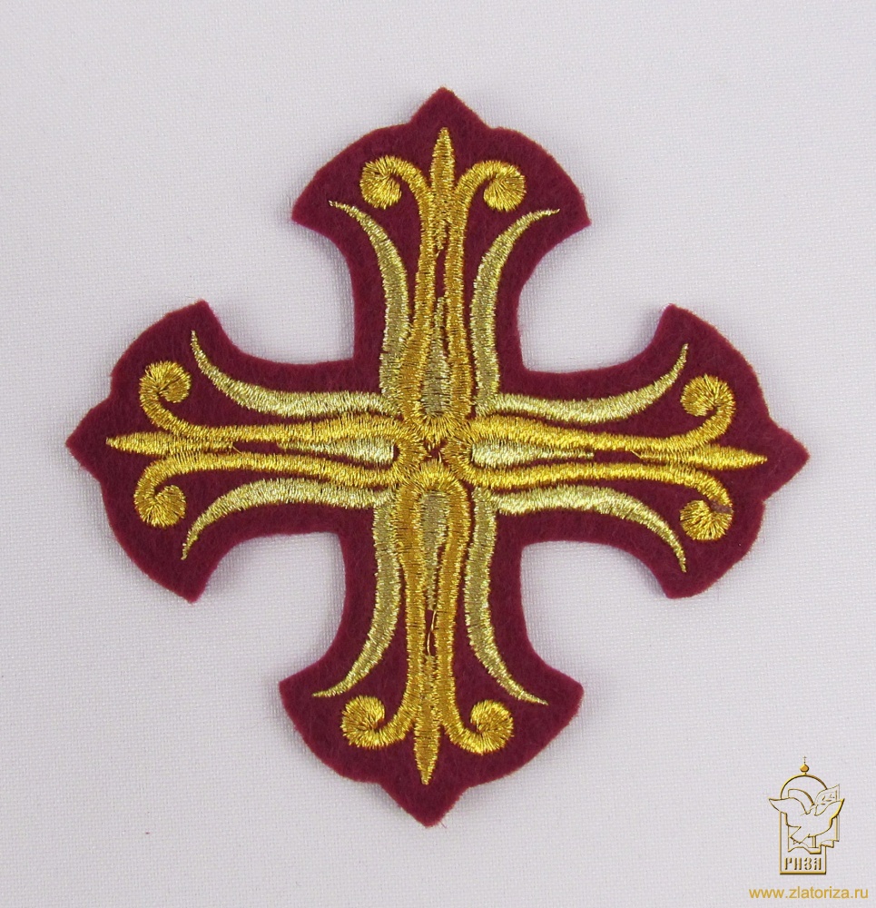 Крест 3 СОФИЯ бордо с золотом, 8-9 см