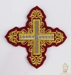 Крест 2 УЗОР бордо с золотом, 12 см Крест 2 УЗОР бордо с золотом, 12 см