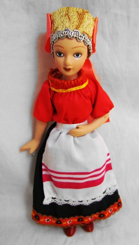 Кукла Народная традиция, ручная работа, фарфор, текстиль
