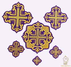 Набор крестов ПОКРОВСКИЙ W 108, иерейский, фиолетовый с золотом, 14 шт,