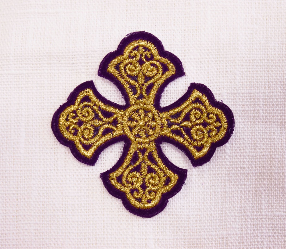 Крест 4 УЗОРНЫЙ фиолетовый с золотом,6-7 см