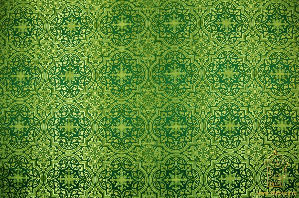 Шелк ШУЙСКАЯ, зеленый с золотом, шир. 150 см, Рахманово