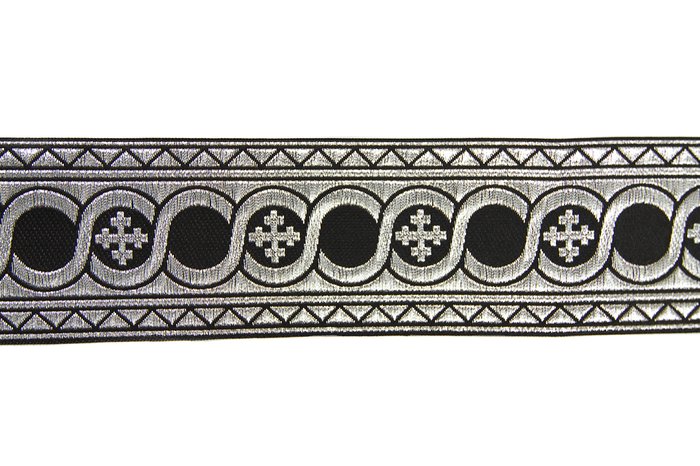 Галун ГОРОХ, черный с серебром, шир. 6 см, ФР