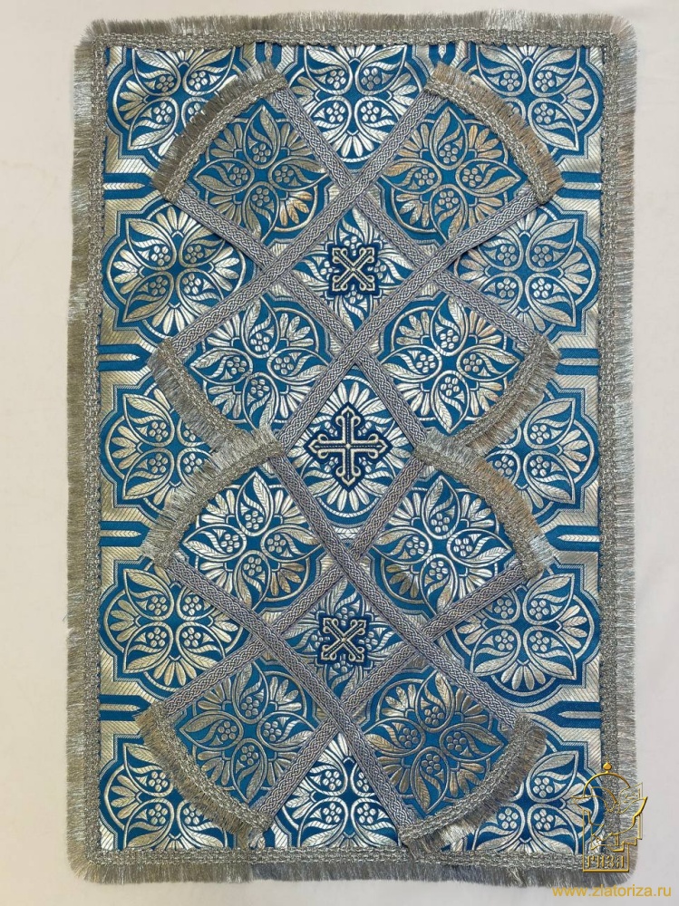 Покровцы парча, голубой с серебром