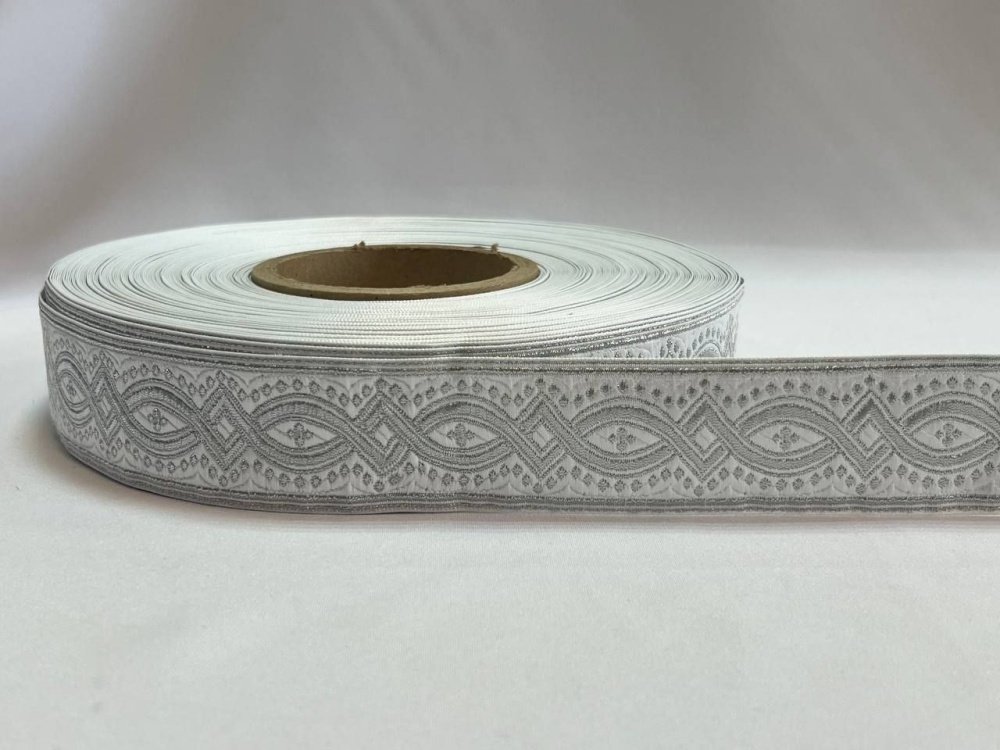 Галун КОСТРОМА, белый с темным серебром, шир. 2,2 см, РА