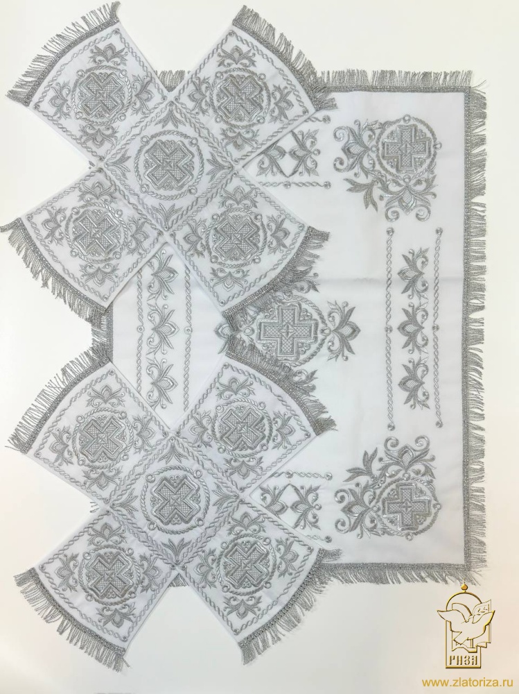 Покровцы габардин, НИКОЛЬСКИЙ, белые с серебром, вышитые