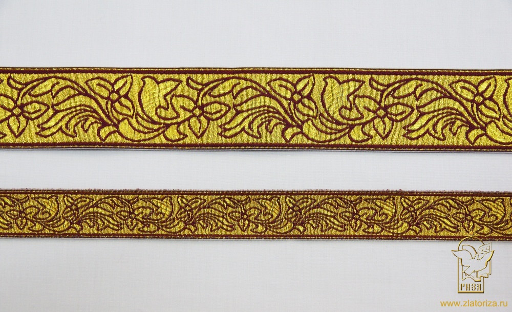 Галун ВЬЮНОК, бордо с золотом, шир. 2 см, РА
