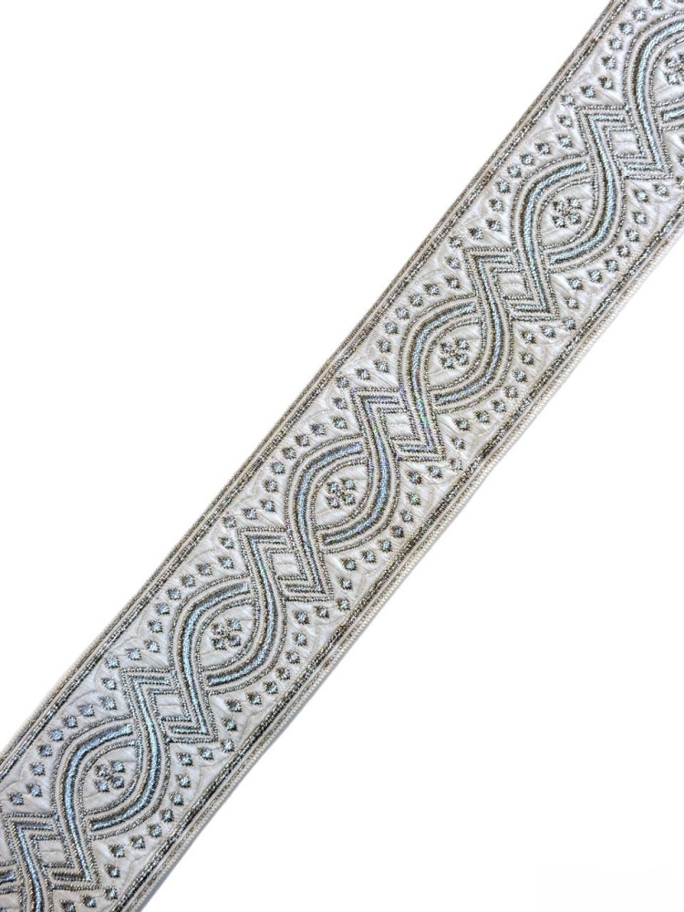 Галун КОСТРОМА, белый с темным серебром, шир. 5 см, РА