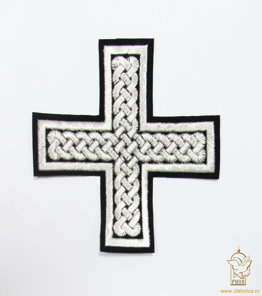 Крест 1 ПРЯМАЯ ПЛЕТЕНКА, черный с серебром,14,5 -16 см