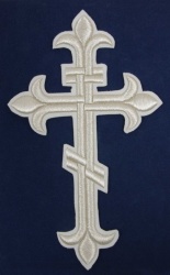 Крест Аналойный восьмиконечный, белый с серебром, высота 25 см