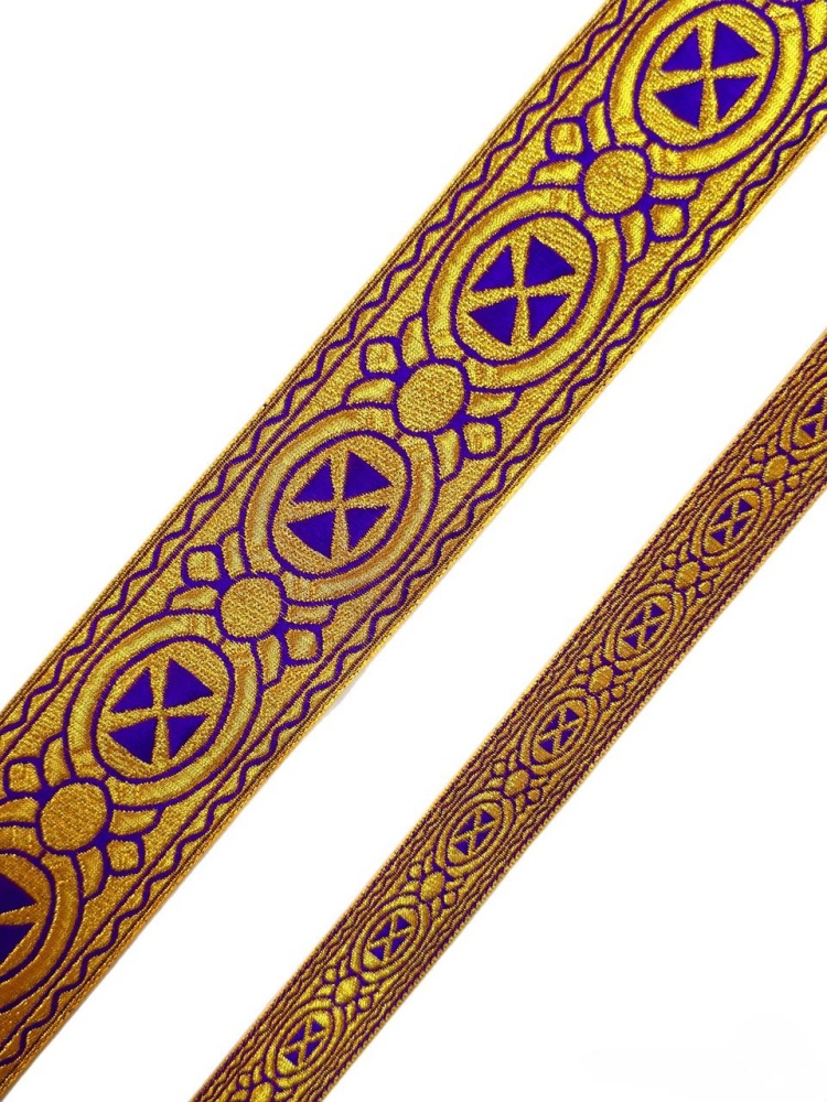 Галун ПАСХА, фиолетовый с золотом, шир. 5 см, РА