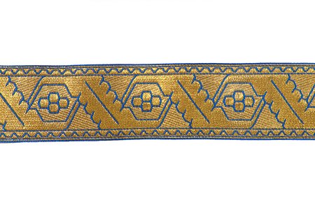 Галун ДУБОК, голубой с золотом, шир. 4 см, ФР
