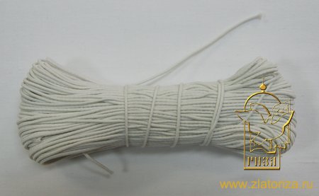 Резинка шляпная, белая, шир. 1,3 мм (50 м моток)
