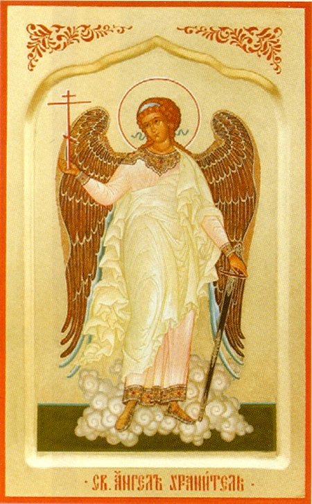 Икона Ангел Хранитель 21,5х35 см ковчег поталь, ручная работа, на деревянной доске РчК004