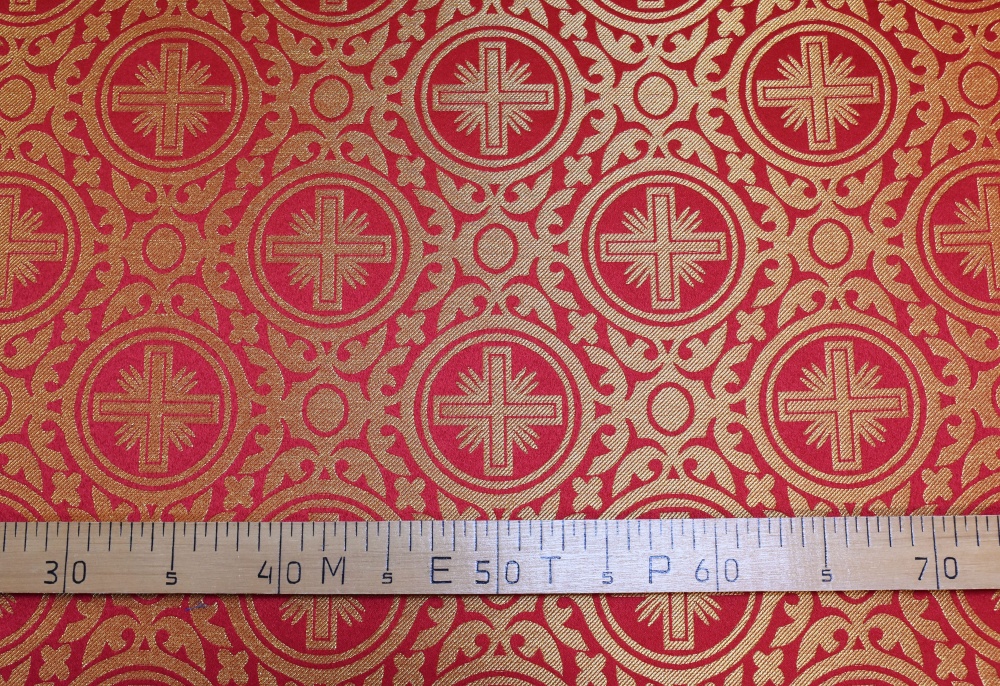 Парча ПРЕСТОЛЬНЫЙ, красная с золотом, шир. 150 см, Рахманово