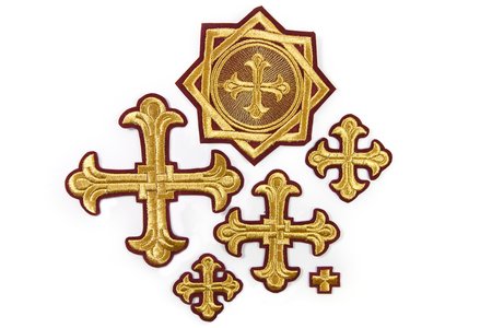 Набор крестов, иерейский, ЛУКОШКО, бордо с золотом, 14 шт