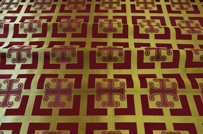 Шелк КАППАДОКИЯ, бордо с золотом, шир. 160 см