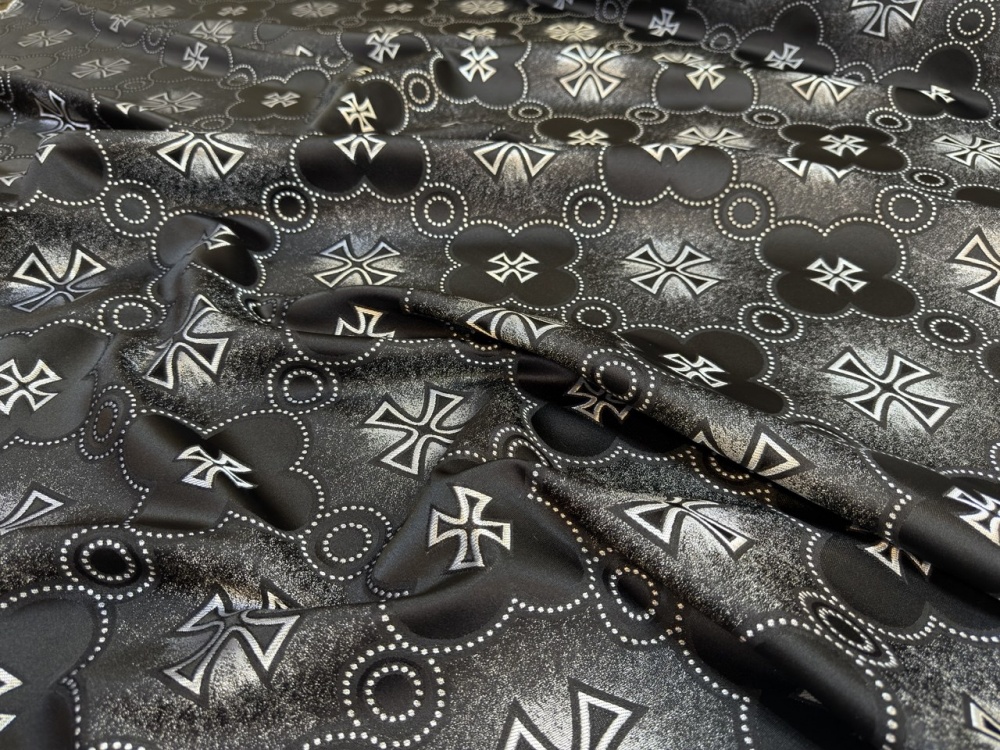 Шелк ФАВОР, черный с серебром, шир. 160 см