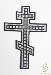 Крест ГОЛГОФА с кубиками, восьмиконечный, черный с серебром, высота 25 см