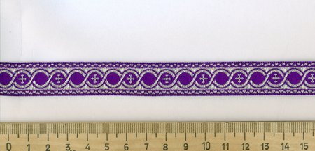 Галун ГОРОХ, фиолетовый с серебром, шир. 1,5 см, ФР