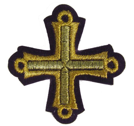 Крест 4 ПЕТЕЛЬНЫЙ, фиолетовый с золотом,6-7 см