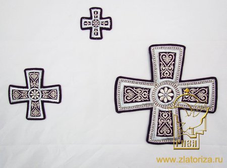 Набор крестов, иерейский, ГЕОРГИЕВСКИЙ фиолетовый с зсеребром, 14 шт, арт. 22058